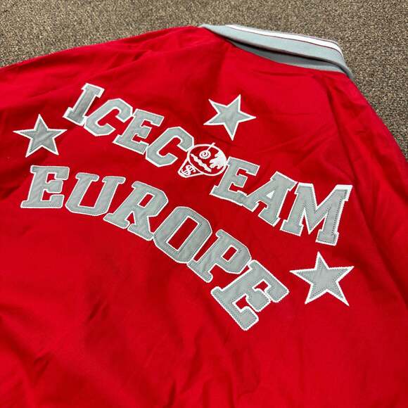 ICECREAM Red Satin College Varsity Bomber Jacket - Picture 2 of 4
